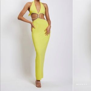 Chic yellow dress with rhinestone detail. Worn once for a couple hours.